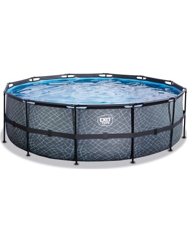 EXIT Stone pool ø450x122cm with filter pump - grey