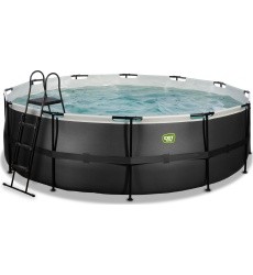 EXIT Black Leather baseinas ø450x122 cm su filtravimo siurbliu – juodas