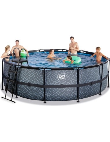 EXIT Stone pool ø450x122cm with filter pump - grey