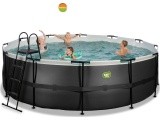 EXIT Black Leather pool ø450x122cm with filter pump - black