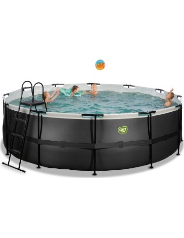 EXIT Black Leather pool ø450x122cm with filter pump - black