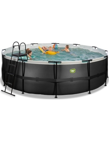 EXIT Black Leather pool ø450x122cm with filter pump - black