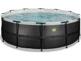 EXIT Black Leather pool ø427x122cm with filter pump - black