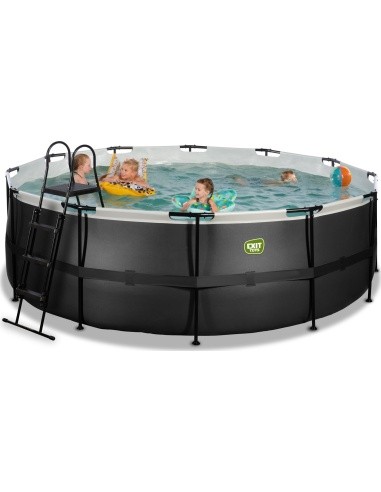 EXIT Black Leather pool ø427x122cm with filter pump - black