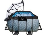 EXIT Stone pool 400x200x122cm with sand filter pump and dome - grey