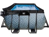 EXIT Stone pool 400x200x122cm with sand filter pump and dome - grey