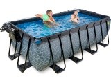EXIT Stone pool 400x200x122cm with sand filter pump and dome - grey