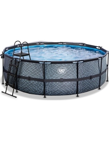 EXIT Stone pool ø427x122cm with sand filter pump and dome and heat pump - grey