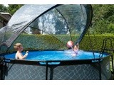EXIT Stone pool ø427x122cm with sand filter pump and dome and heat pump - grey