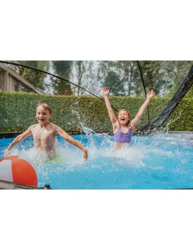 EXIT Stone pool ø427x122cm with sand filter pump and dome and heat pump - grey