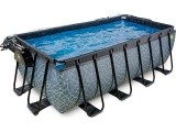 EXIT Stone pool 400x200x122cm with sand filter pump and dome and heat pump - grey