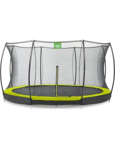 EXIT Silhouette ground trampoline ø427cm with safety net - green Outdoor Round Coil spring Sunken trampoline