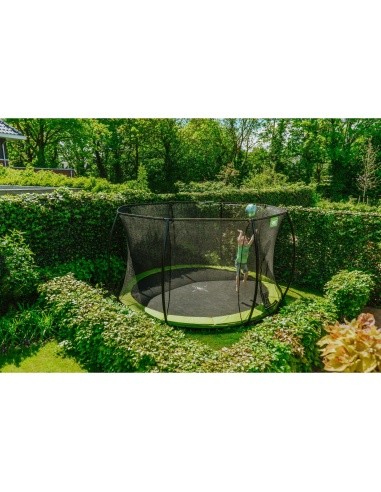 Įleidžiamas batutas EXIT Silhouette ø427 cm su apsauginiu tinklu, žalias