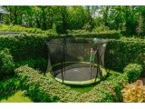 EXIT Silhouette ground trampoline ø427cm with safety net - green Outdoor Round Coil spring Sunken trampoline