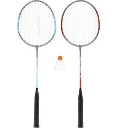 NRZ002 STEEL / BADMINTON SET 2 ROCKETS + SHUTTLECOCKS NILS