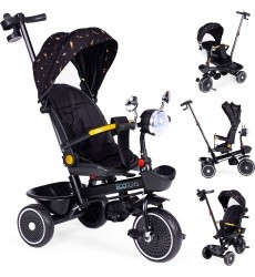 Children's tricycle stroller swivel seat pusher black ECOTOYS