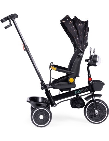 Children's tricycle stroller swivel seat pusher black ECOTOYS