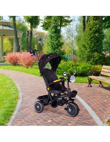 Vaikiškas triratukas su besisukančia sėdyne ir stūmimo rankena, juodas ECOTOYS