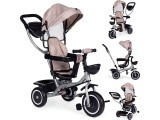 Triratukas-vežimėlis 2-in-1 ECOTOYS, pasukama sėdynė, sulankstomas stogelis, smėlio spalvos