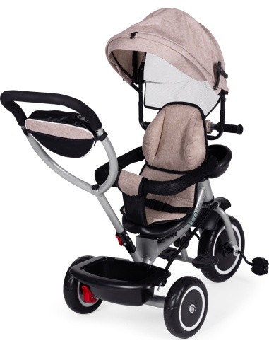 Tricycle stroller 2-in-1 swivel seat folding canopy - beige ECOTOYS