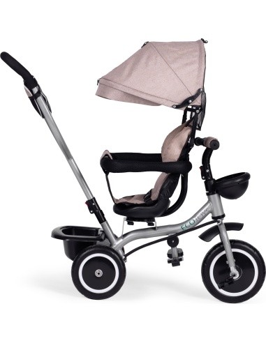 Triratukas-vežimėlis 2-in-1 ECOTOYS, pasukama sėdynė, sulankstomas stogelis, smėlio spalvos