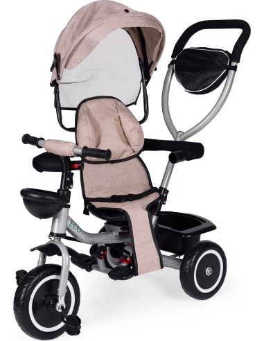 Tricycle stroller 2-in-1 swivel seat folding canopy - beige ECOTOYS