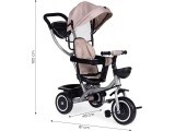 Triratukas-vežimėlis 2-in-1 ECOTOYS, pasukama sėdynė, sulankstomas stogelis, smėlio spalvos