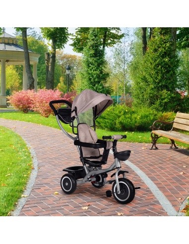 Tricycle stroller 2-in-1 swivel seat folding canopy - beige ECOTOYS