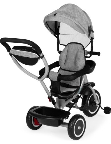 Tricycle stroller 2-in-1 swivel seat folding canopy - grey ECOTOYS