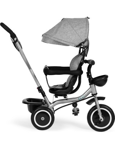 Tricycle stroller 2-in-1 swivel seat folding canopy - grey ECOTOYS