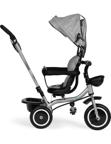 Triratukas-vežimėlis 2-in-1 ECOTOYS, sukioji sėdynė, sudedamas stogelis, pilkas