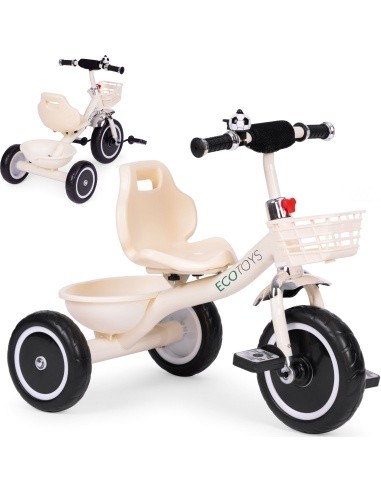 Tricycle tricycle non-slip handles bell basket beige ECOTOYS