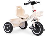 Triratukas su neslystančiomis rankenomis, skambučiu ir krepšeliu, smėlio spalvos ECOTOYS