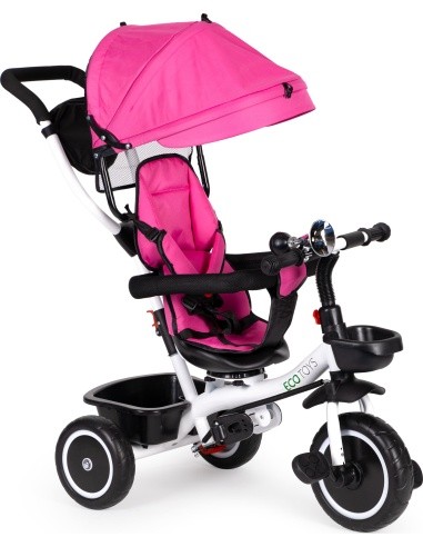 Triratukas su pasukama sėdyne Eco Toys, rožinis