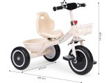 Triratukas su neslystančiomis rankenomis, skambučiu ir krepšeliu, smėlio spalvos ECOTOYS