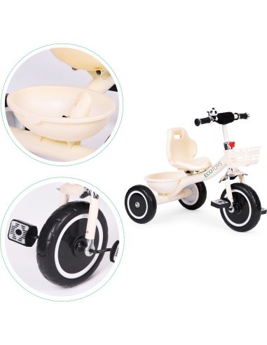 Tricycle tricycle non-slip handles bell basket beige ECOTOYS