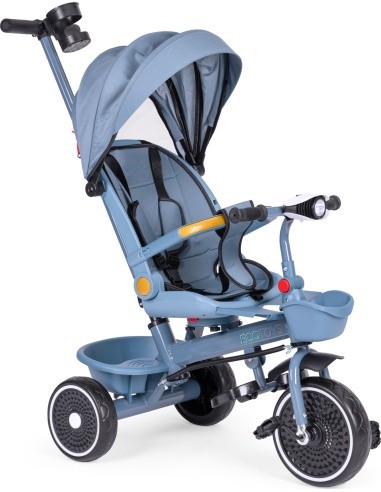 Tricycle stroller tricycle 2-in-1 swivel seat folding canopy blue - ECOTOYS