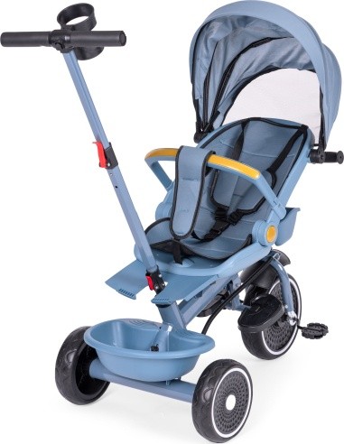 Tricycle stroller tricycle 2-in-1 swivel seat folding canopy blue - ECOTOYS
