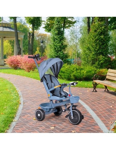 Tricycle stroller tricycle 2-in-1 swivel seat folding canopy blue - ECOTOYS