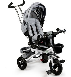 Turning tricycle 360° Grey Delux with canopy ECOTOYS