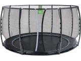 EXIT Dynamic ground level trampoline ø427cm with safety net - black