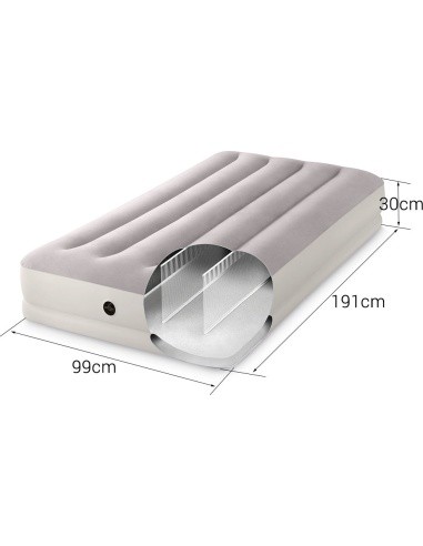 Pripučiamas vienvietis čiužinys su USB pompa INTEX 64177, 191x99x30 cm