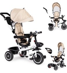 Vaikiškas vežimėlis - triratukas su reguliuojama sėdyne Eco Toys, smėlio spalvos