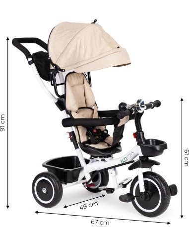 Tricycle - Stroller with Rotating Seat Eco Toys, Beige