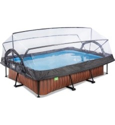 EXIT Wood pool 300x200x65cm with dome and filter pump - brown