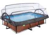 EXIT Wood pool 300x200x65cm with dome and filter pump - brown