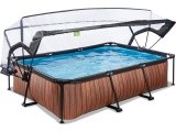 EXIT Wood pool 300x200x65cm with dome and filter pump - brown