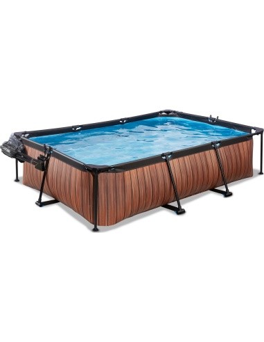 EXIT Wood pool 300x200x65cm with dome and filter pump - brown