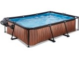 EXIT Wood pool 300x200x65cm with dome and filter pump - brown