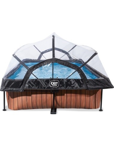 EXIT Wood pool 300x200x65cm with dome and filter pump - brown